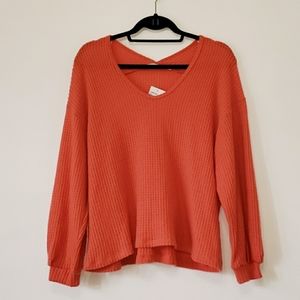 NWT Lush - Scoop Neck soft waffle knit sweater chili small
